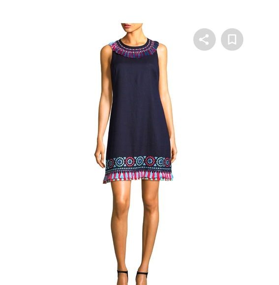 Kate Spade Linen embroidered Tassel dress 4